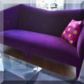 F02. John Hutton for Donghia upholstered purple mohair sofa. 38"h x 90"w x 40"d 